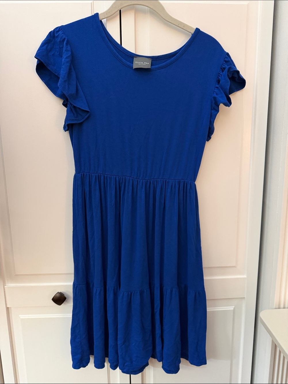 Olivia Rae Royal Blue Ruffle Sleeve Tiered Dress